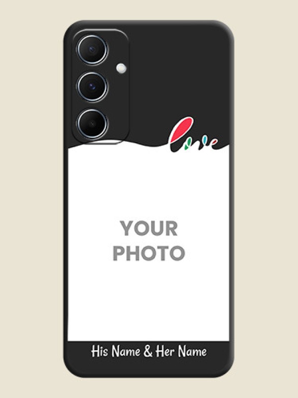 Custom Fall in Love Pattern with Picture - Photo on Space Black Soft Matte Mobile Case - Galaxy A55 5G - alternate view