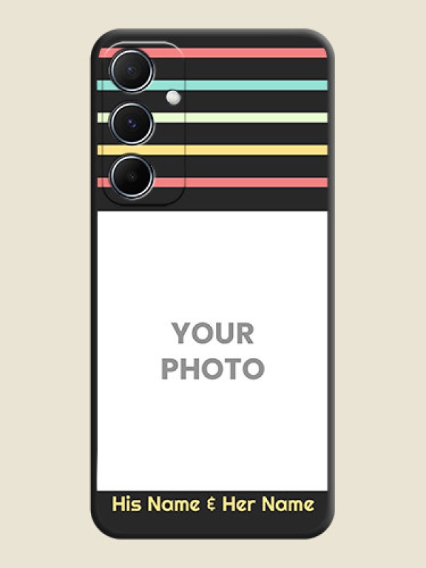 Custom Color Stripes with Photo and Text - Photo on Space Black Soft Matte Mobile Case - Galaxy A55 5G - alternate view