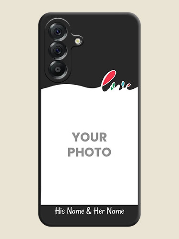 Custom Fall in Love Pattern with Picture on Photo On Space Black Custom Soft Matte Mobile Back Cover - Samsung Galaxy A56 5G - alternate view