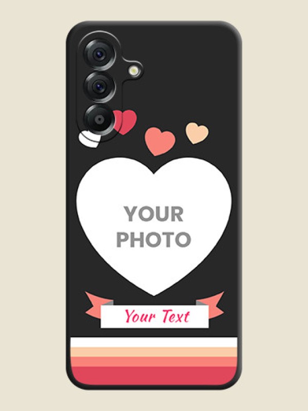 Custom Love Shaped Photo with Colorful Stripes On Space Black Custom Soft Matte Mobile Back Cover - Samsung Galaxy A56 5G - alternate view