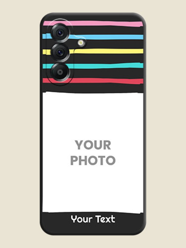 Custom Multicolor Lines with Image On Space Black Custom Soft Matte Mobile Back Cover - Samsung Galaxy A56 5G - alternate view