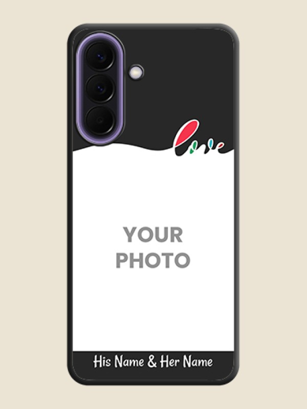 Custom Fall in Love Pattern with Picture on Photo On Space Black Custom Soft Matte Mobile Back Cover - Samsung Galaxy A57 5G - alternate view