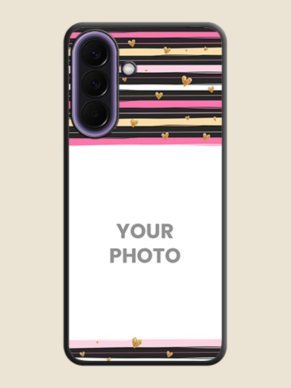 Custom Multicolor Lines and Golden Love Symbols Design on Photo On Space Black Custom Soft Matte Mobile Back Cover - Samsung Galaxy A57 5G - alternate view