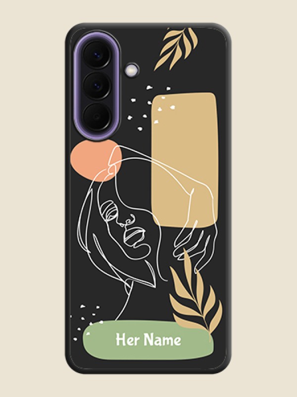 Custom Custom Text With Line Art Of Women & Leaves Design On Space Black Custom Soft Matte Mobile Back Cover - Samsung Galaxy A57 5G - alternate view