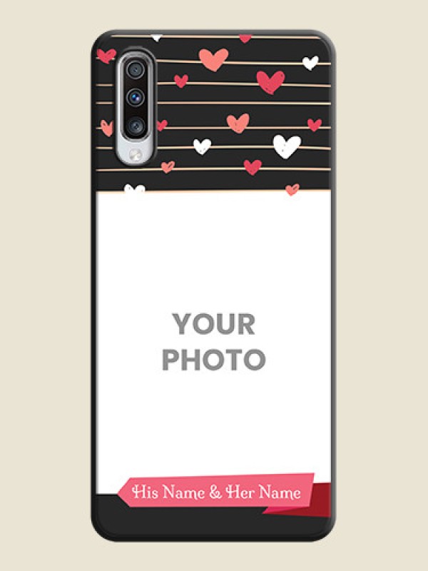 Custom Love Pattern with Name on Pink Ribbon  - Photo on Space Black Soft Matte Back Cover - Galaxy A70 - alternate view