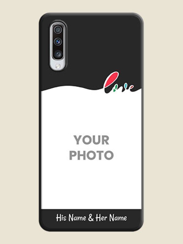 Custom Fall in Love Pattern with Picture - Photo on Space Black Soft Matte Mobile Case - Galaxy A70 - alternate view