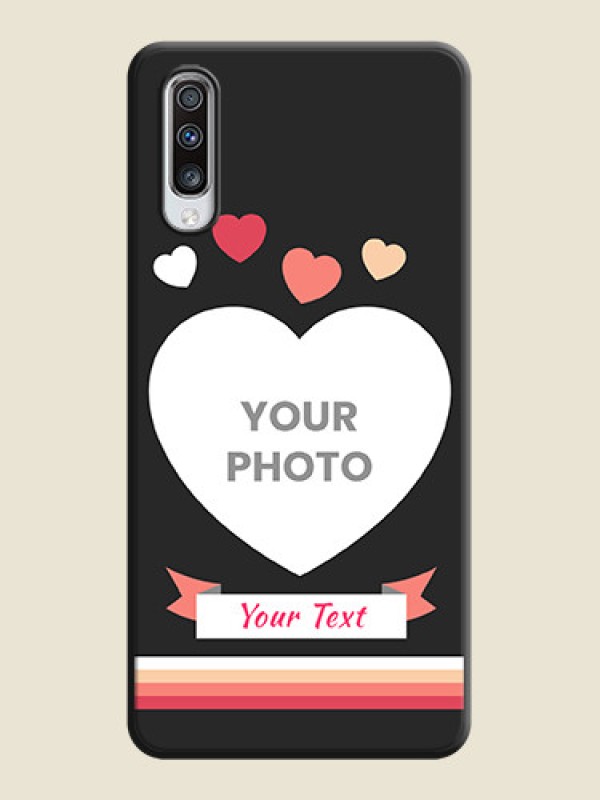 Custom Love Shaped Photo with Colorful Stripes on Personalised Space Black Soft Matte Cases - Galaxy A70 - alternate view