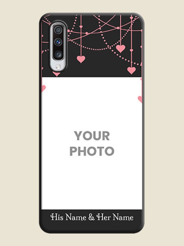 Custom Pink Love Hangings with Text on Space Black Custom Soft Matte Back Cover - Galaxy A70 - alternate view