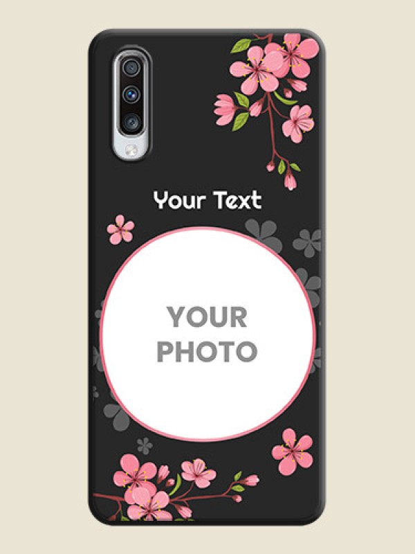 Custom Round Image with Pink Color Floral Design - Photo on Space Black Soft Matte Back Cover - Galaxy A70 - alternate view