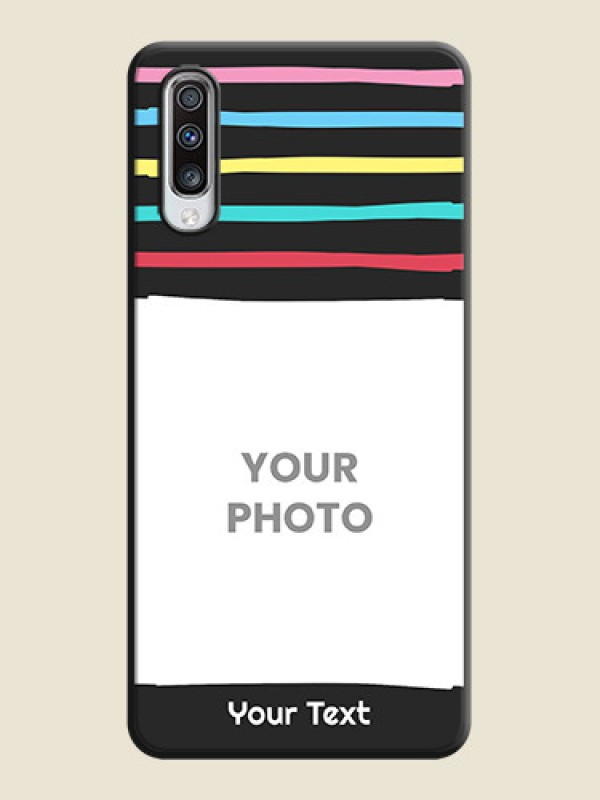 Custom Multicolor Lines with Image on Space Black Personalized Soft Matte Phone Covers - Galaxy A70 - alternate view