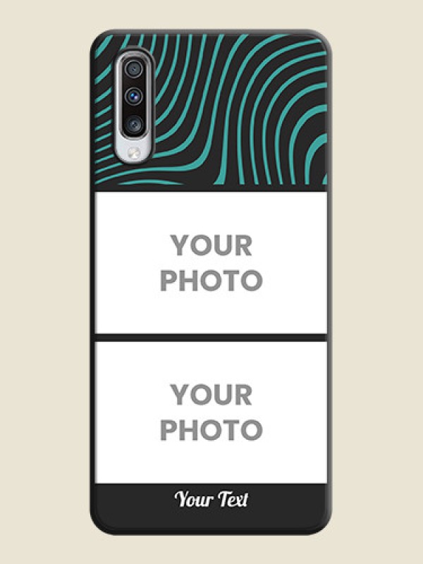 Custom Wave Pattern with 2 Image Holder on Space Black Personalized Soft Matte Phone Covers - Galaxy A70 - alternate view