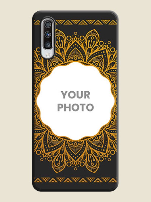 Custom Round Image with Floral Design - Photo on Space Black Soft Matte Mobile Cover - Galaxy A70 - alternate view