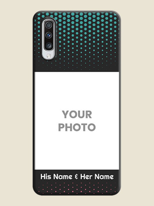 Custom Faded Dots with Grunge Photo Frame and Text on Space Black Custom Soft Matte Phone Cases - Galaxy A70 - alternate view