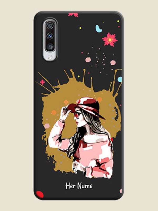 Custom Mordern Lady With Color Splash Background With Custom Text On Space Black Personalized Soft Matte Phone Covers -Samsung Galaxy A70 - alternate view