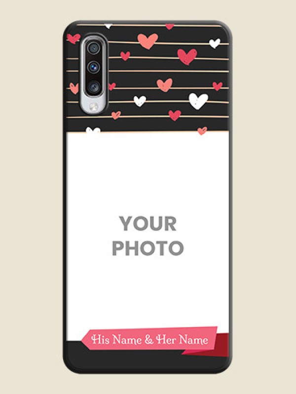 Custom Love Pattern with Name on Pink Ribbon  - Photo on Space Black Soft Matte Back Cover - Galaxy A70S - alternate view