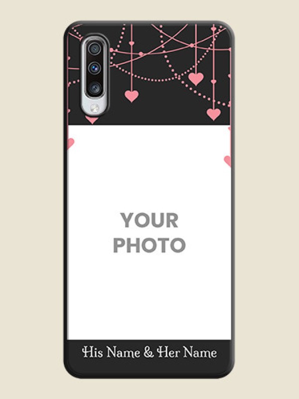 Custom Pink Love Hangings with Text on Space Black Custom Soft Matte Back Cover - Galaxy A70S - alternate view