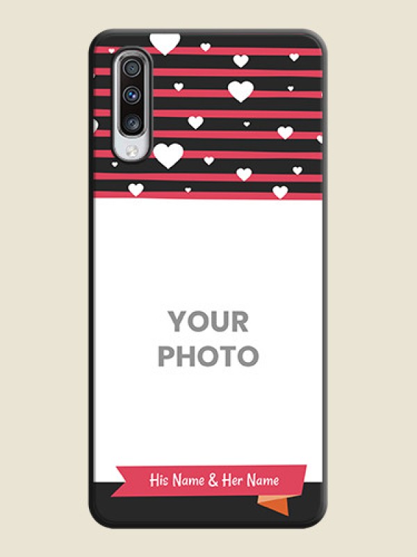 Custom White Color Love Symbols with Pink Lines Pattern on Space Black Custom Soft Matte Phone Cases - Galaxy A70S - alternate view