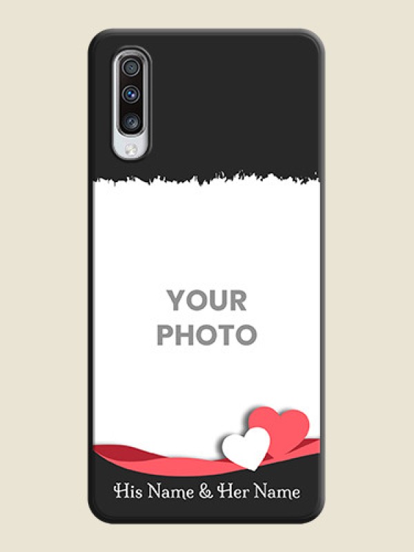 Custom Pink Color Love Shaped Ribbon Design with Text on Space Black Custom Soft Matte Phone Back Cover - Galaxy A70S - alternate view