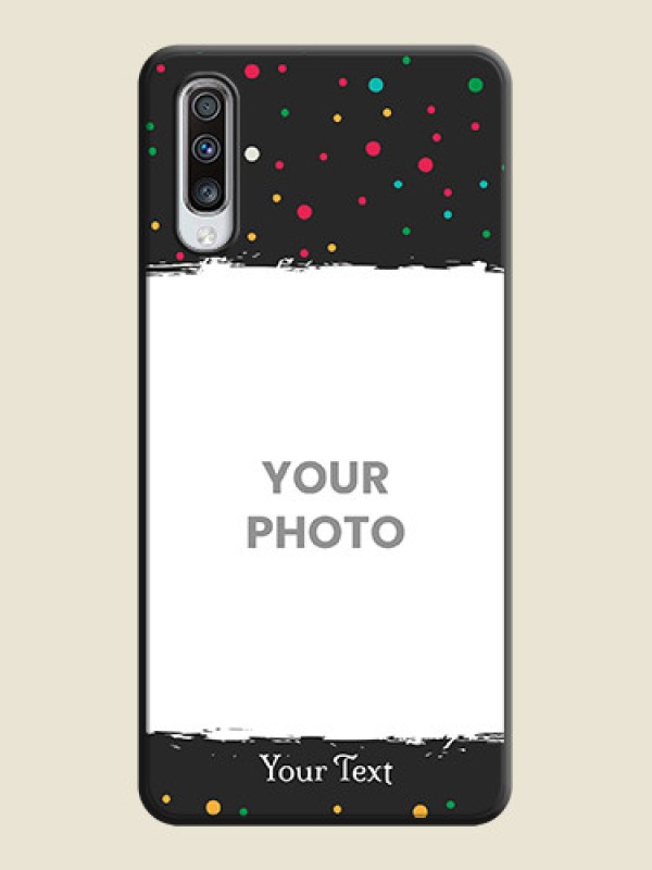 Custom Multicolor Dotted Pattern with Text on Space Black Custom Soft Matte Phone Back Cover - Galaxy A70S - alternate view