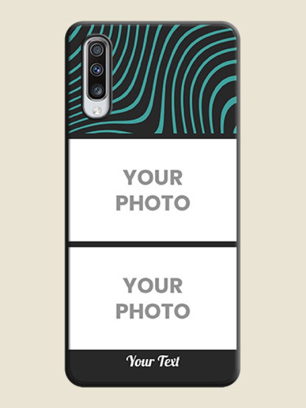 Custom Wave Pattern with 2 Image Holder on Space Black Personalized Soft Matte Phone Covers - Galaxy A70S - alternate view