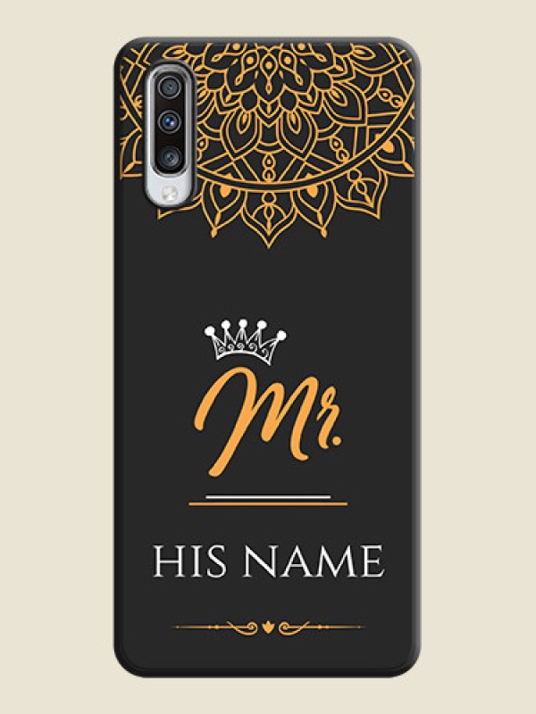 Custom Mr Name with Floral Design  on Personalised Space Black Soft Matte Cases - Galaxy A70S - alternate view