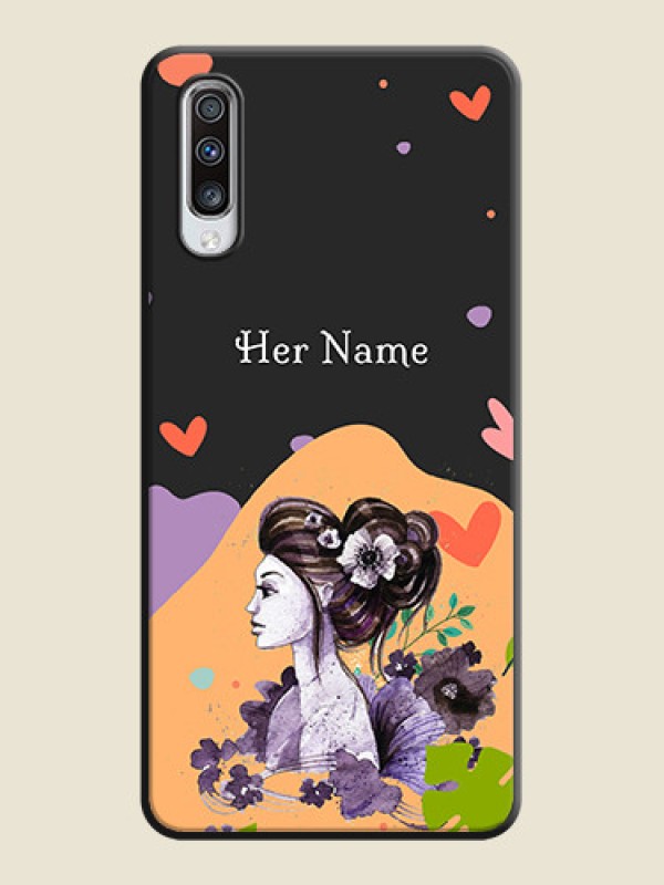 Custom Namecase For Her With Fancy Lady Image On Space Black Personalized Soft Matte Phone Covers -Samsung Galaxy A70S - alternate view