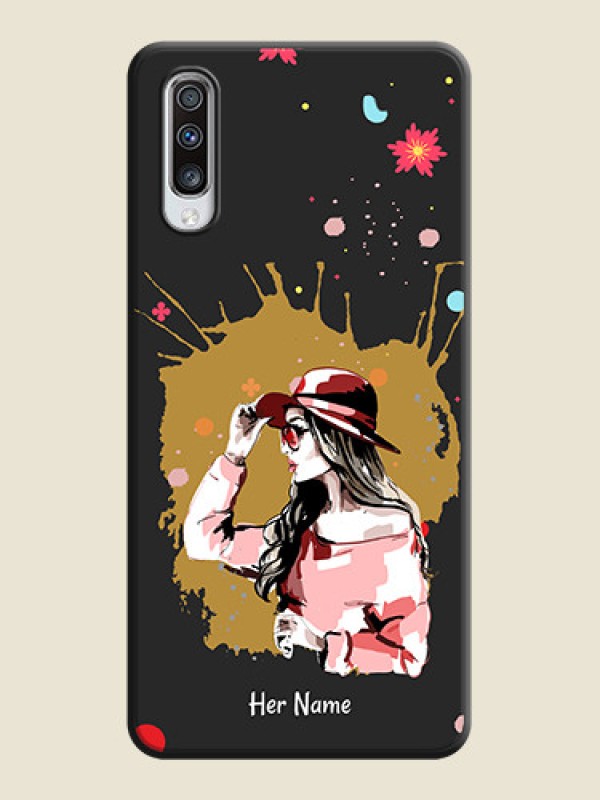 Custom Mordern Lady With Color Splash Background With Custom Text On Space Black Personalized Soft Matte Phone Covers -Samsung Galaxy A70S - alternate view