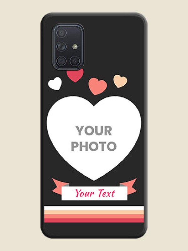 Custom Love Shaped Photo with Colorful Stripes on Personalised Space Black Soft Matte Cases - Galaxy A71 - alternate view