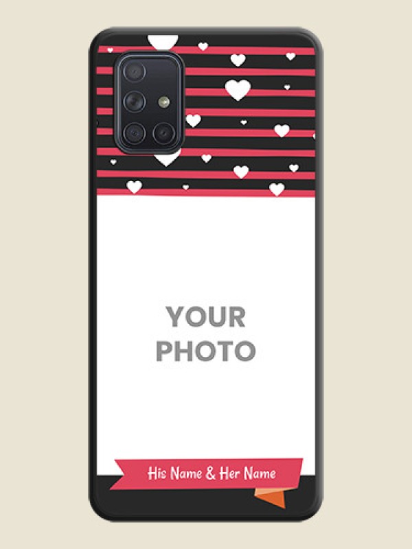 Custom White Color Love Symbols with Pink Lines Pattern on Space Black Custom Soft Matte Phone Cases - Galaxy A71 - alternate view