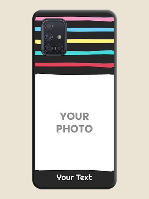 Custom Multicolor Lines with Image on Space Black Personalized Soft Matte Phone Covers - Galaxy A71 - alternate view