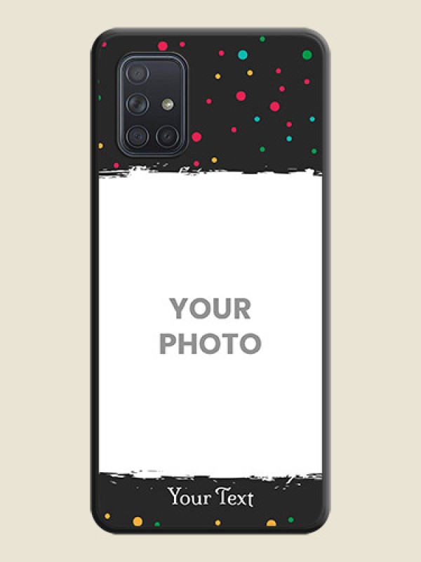 Custom Multicolor Dotted Pattern with Text on Space Black Custom Soft Matte Phone Back Cover - Galaxy A71 - alternate view