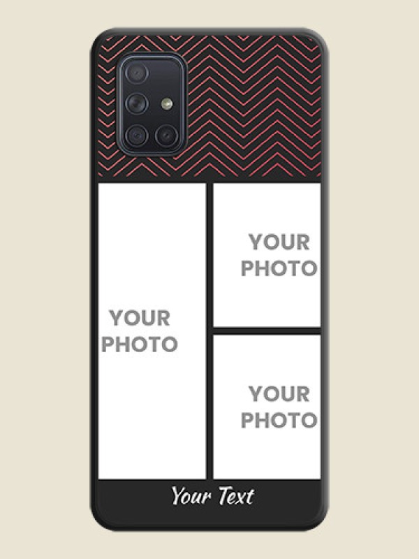 Custom Wave Pattern with 3 Image Holder on Space Black Custom Soft Matte Back Cover - Galaxy A71 - alternate view
