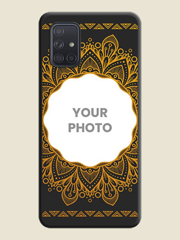 Custom Round Image with Floral Design on Photo on Space Black Soft Matte Mobile Cover - Galaxy A71 - alternate view