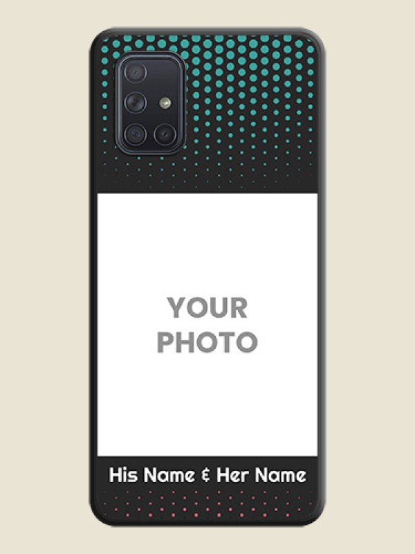 Custom Faded Dots with Grunge Photo Frame and Text on Space Black Custom Soft Matte Phone Cases - Galaxy A71 - alternate view