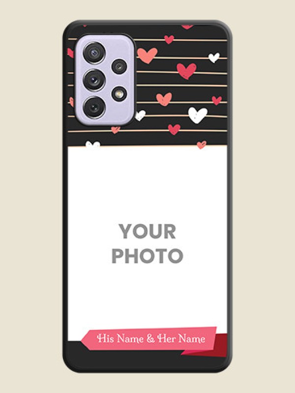 Custom Love Pattern with Name on Pink Ribbon  on Photo on Space Black Soft Matte Back Cover - Galaxy A72 - alternate view
