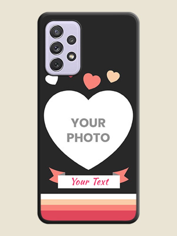 Custom Love Shaped Photo with Colorful Stripes on Personalised Space Black Soft Matte Cases - Galaxy A72 - alternate view