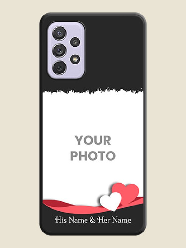 Custom Pin Color Love Shaped Ribbon Design with Text on Space Black Custom Soft Matte Phone Back Cover - Galaxy A72 - alternate view