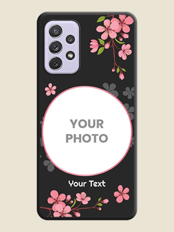 Custom Round Image with Pink Color Floral Design on Photo on Space Black Soft Matte Back Cover - Galaxy A72 - alternate view