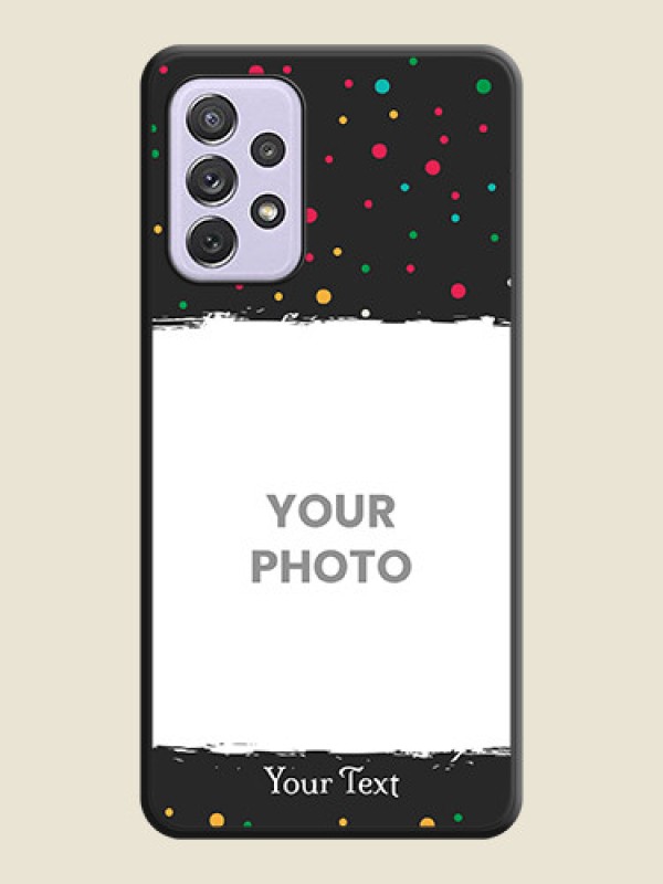 Custom Multicolor Dotted Pattern with Text on Space Black Custom Soft Matte Phone Back Cover - Galaxy A72 - alternate view