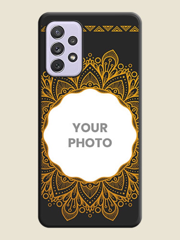 Custom Round Image with Floral Design on Photo on Space Black Soft Matte Mobile Cover - Galaxy A72 - alternate view