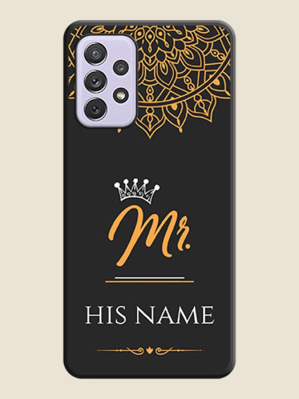 Custom Mr Name with Floral Design  on Personalised Space Black Soft Matte Cases - Galaxy A72 - alternate view