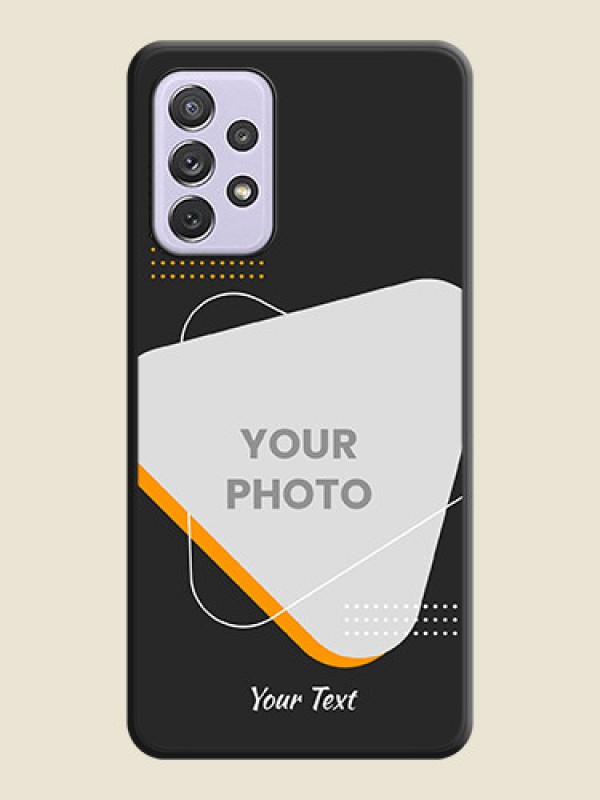 Custom Yellow Triangle on Photo on Space Black Soft Matte Phone Cover - Galaxy A72 - alternate view