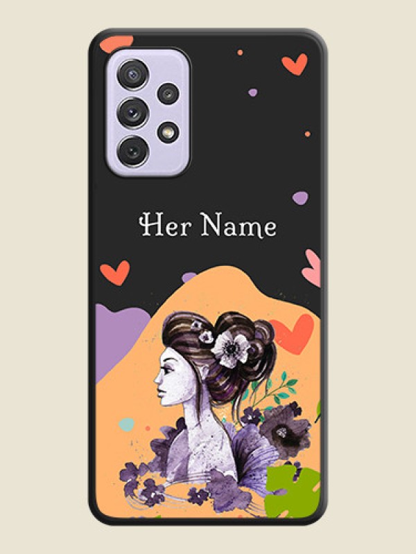 Custom Namecase For Her With Fancy Lady Image On Space Black Personalized Soft Matte Phone Covers -Samsung Galaxy A72 - alternate view