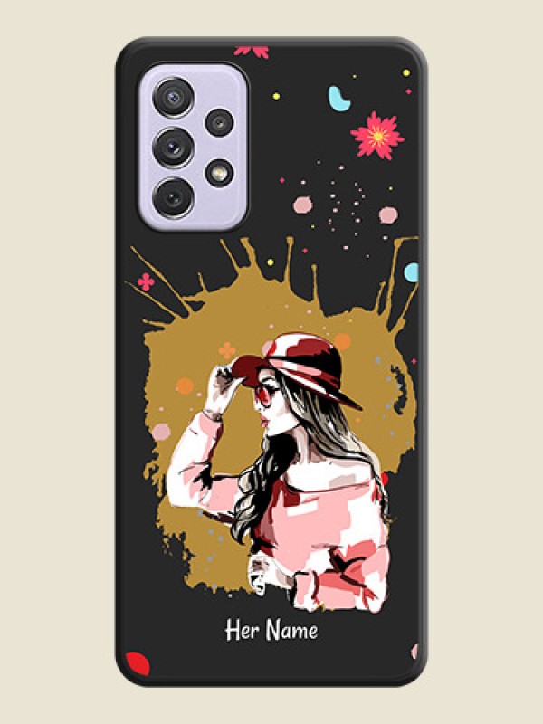 Custom Mordern Lady With Color Splash Background With Custom Text On Space Black Personalized Soft Matte Phone Covers -Samsung Galaxy A72 - alternate view