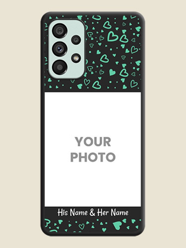 Custom Sea Green Indefinite Love Pattern on Photo on Space Black Soft Matte Mobile Cover - Galaxy A73 5G - alternate view