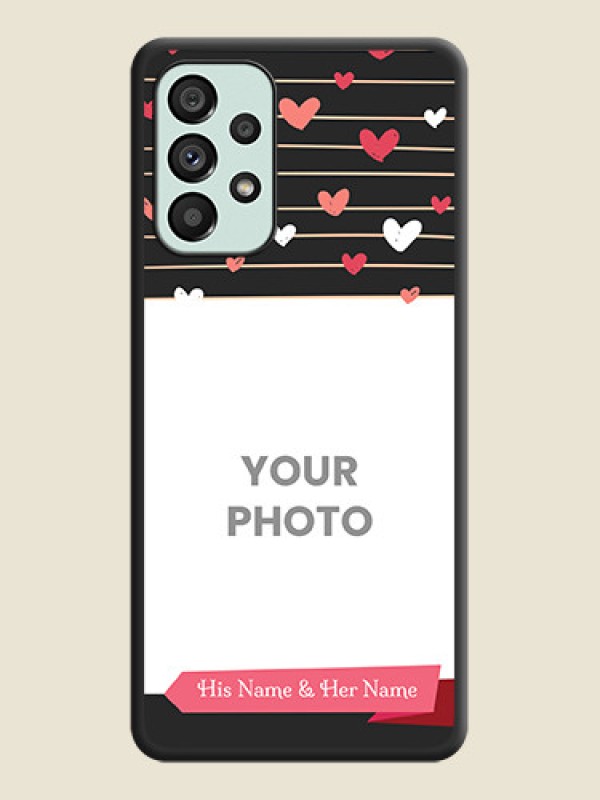 Custom Love Pattern with Name on Pink Ribbon  on Photo on Space Black Soft Matte Back Cover - Galaxy A73 5G - alternate view
