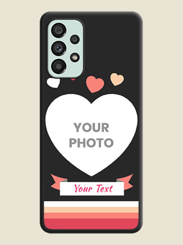 Custom Love Shaped Photo with Colorful Stripes on Personalised Space Black Soft Matte Cases - Galaxy A73 5G - alternate view