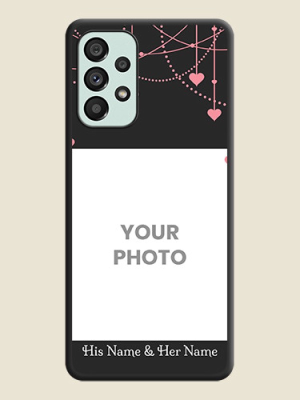 Custom Pink Love Hangings with Text on Space Black Custom Soft Matte Back Cover - Galaxy A73 5G - alternate view