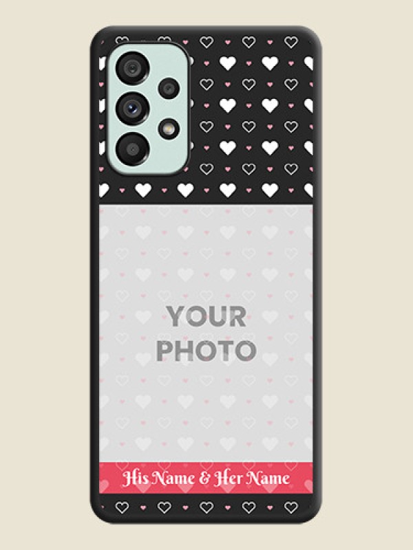 Custom White Color Love Symbols with Text Design on Photo on Space Black Soft Matte Phone Cover - Galaxy A73 5G - alternate view