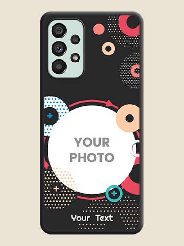 Custom Multicoloured Round Image on Personalised Space Black Soft Matte Cases - Galaxy A73 5G - alternate view